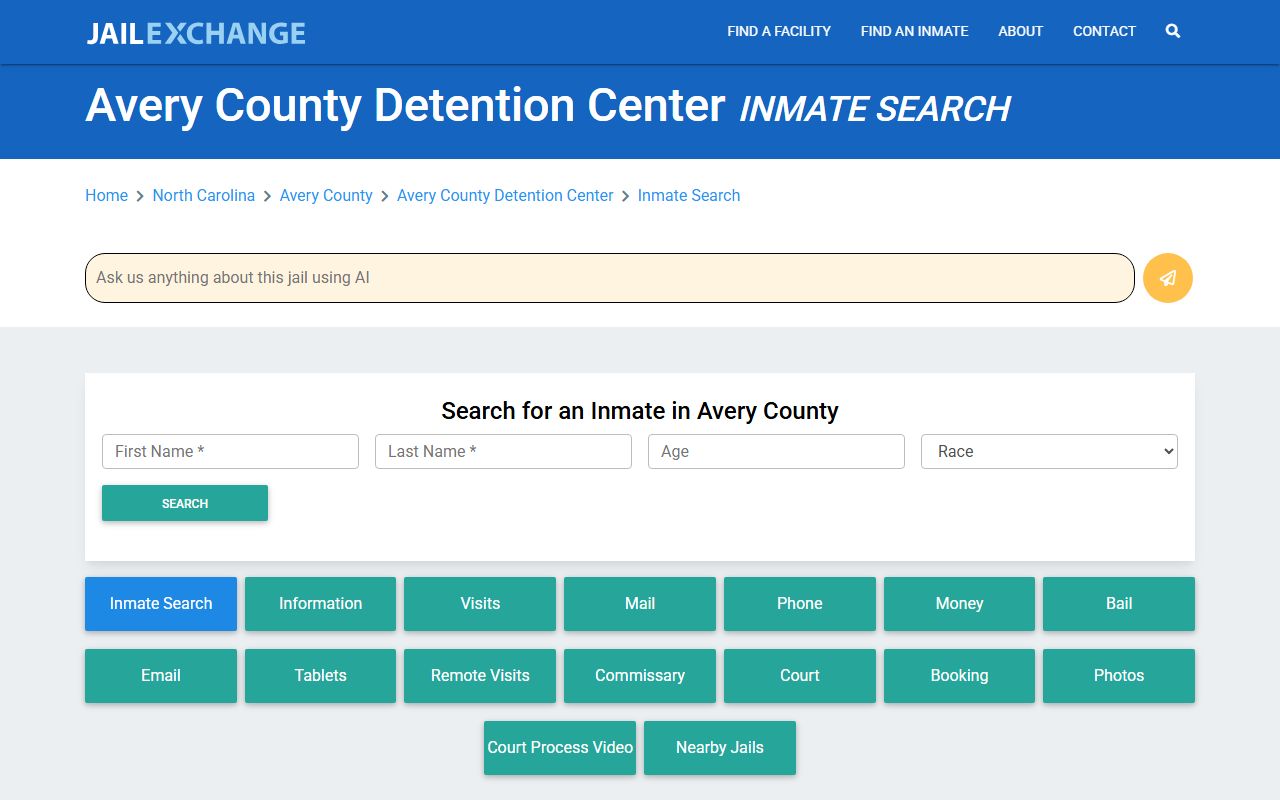 Avery County 24 hour booking detention center information