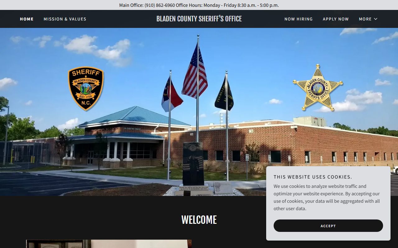 Bladen County 24 hour booking Sheriff's Office website