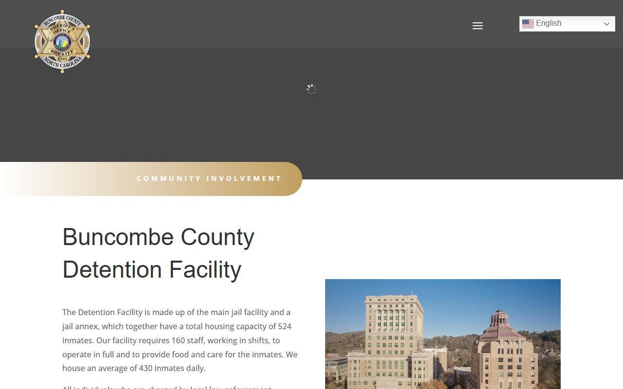 Buncombe County 24 hour booking detention facility page