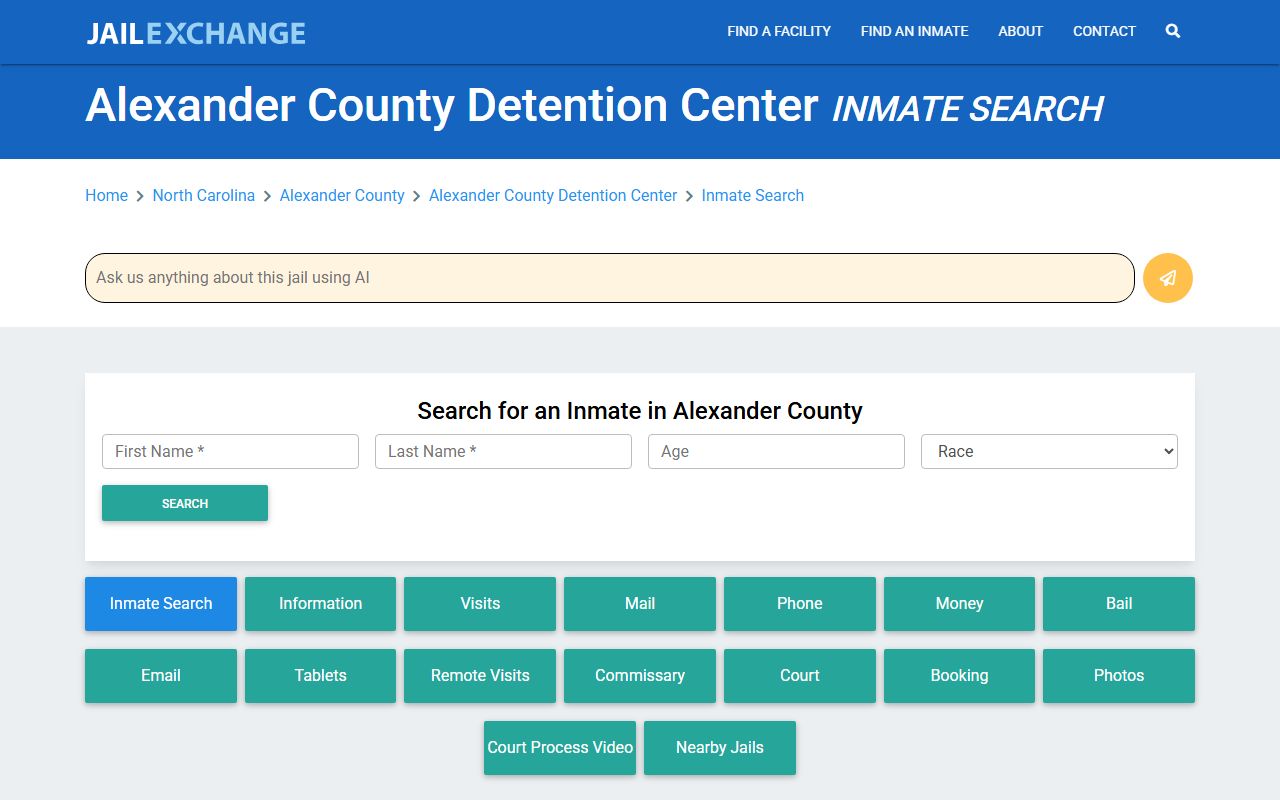 Alexander County 24 hour booking detention center inmate search