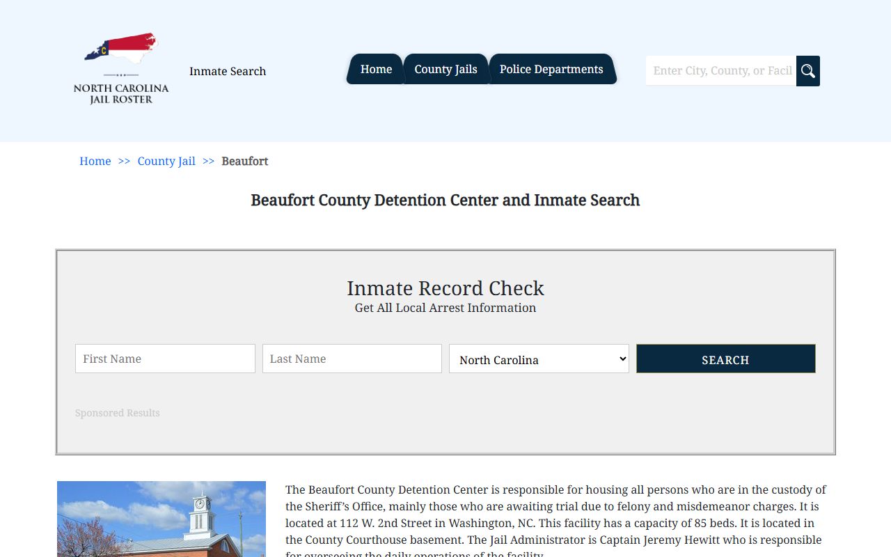 Beaufort County 24 hour booking roster information resource