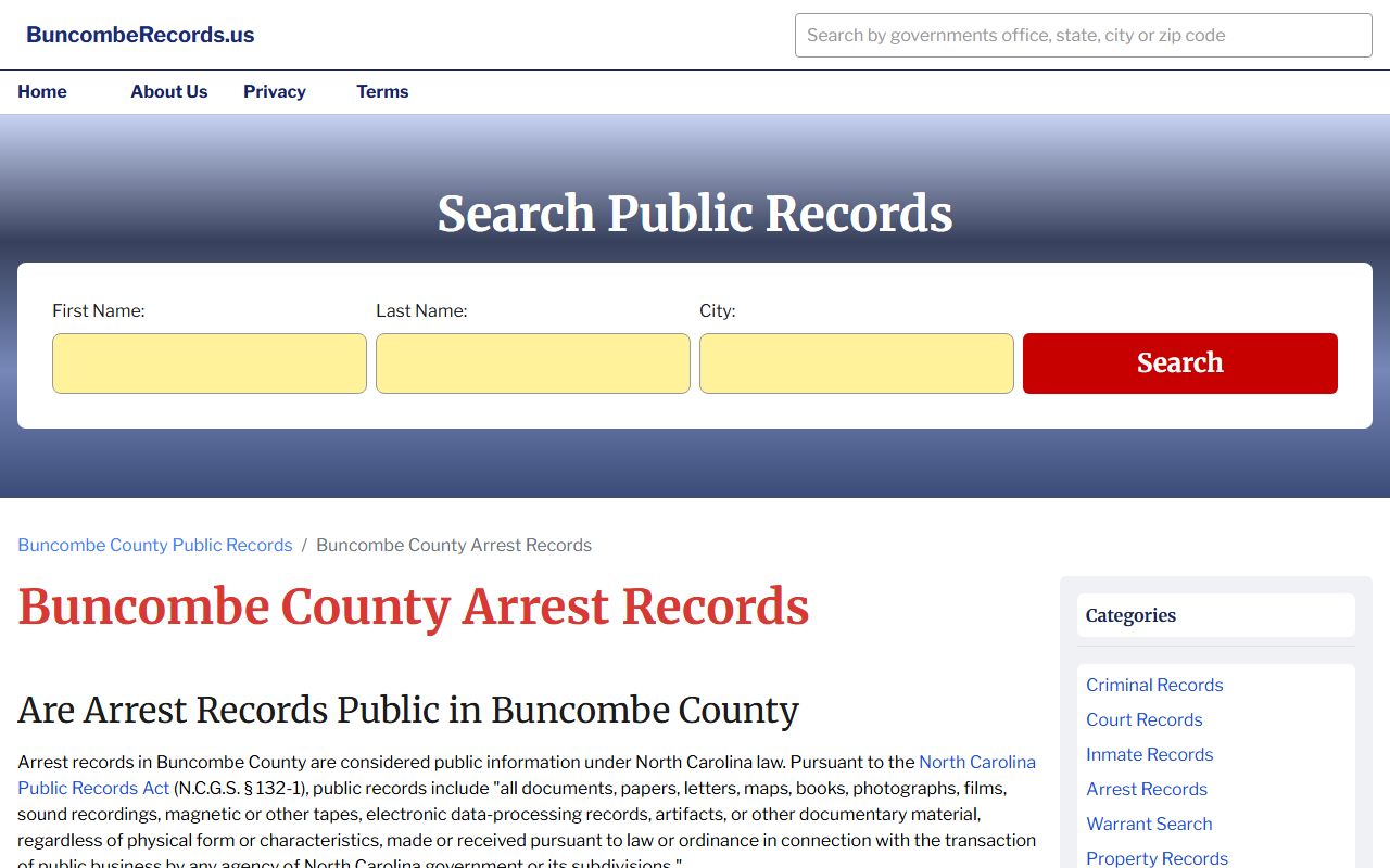 Buncombe County 24 hour booking arrest records resource