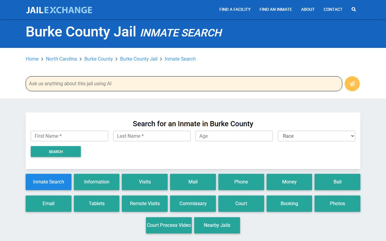 Burke County 24 hour booking jail information page