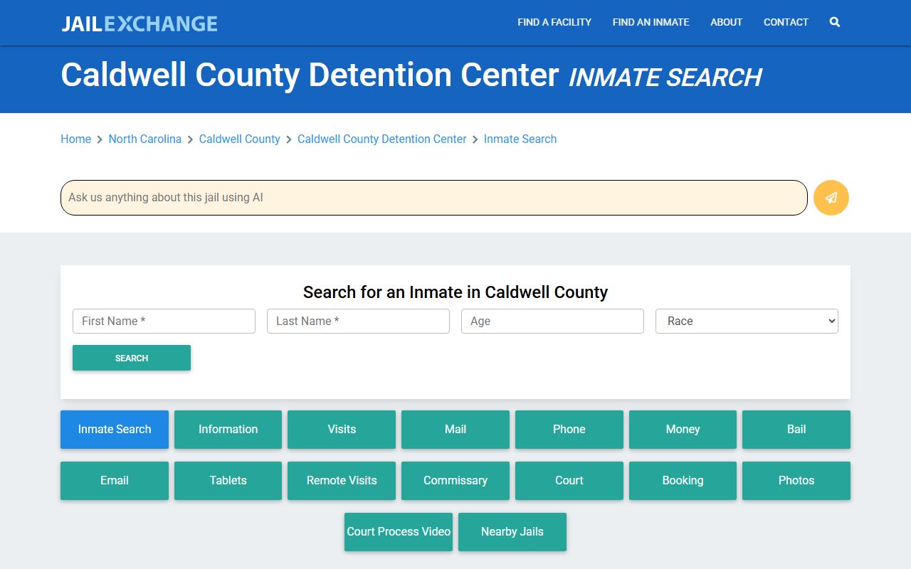 Caldwell County 24 hour booking detention center inmate search