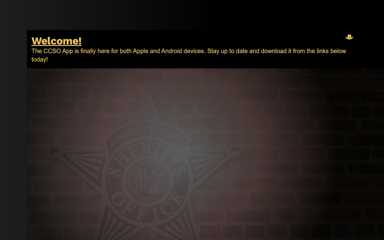 Chowan County Sheriff's Office website for booking records access