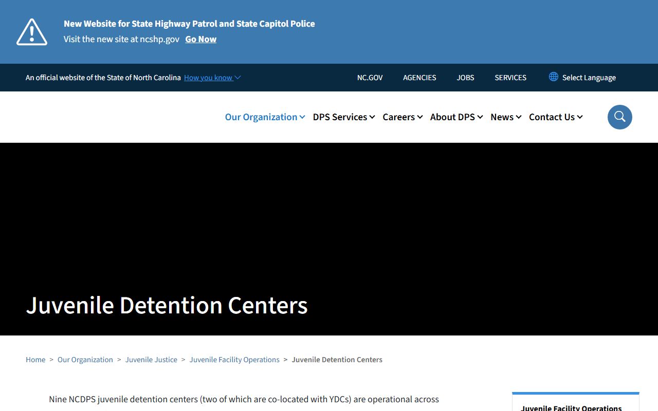 North Carolina juvenile detention centers listing and facility information